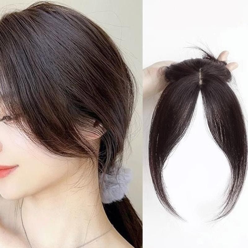 ING Natural Franja Toppers Postiços Para Cobrir Perda Branca Cabelo Substituição Peruca Preta
