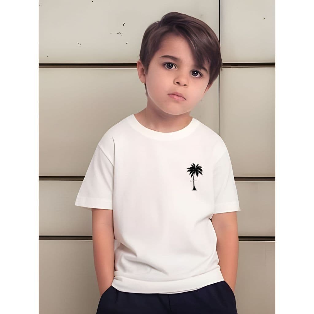 Camiseta Infantil Masculina Algodão Básica Coqueiro California Gola Redonda Meninos