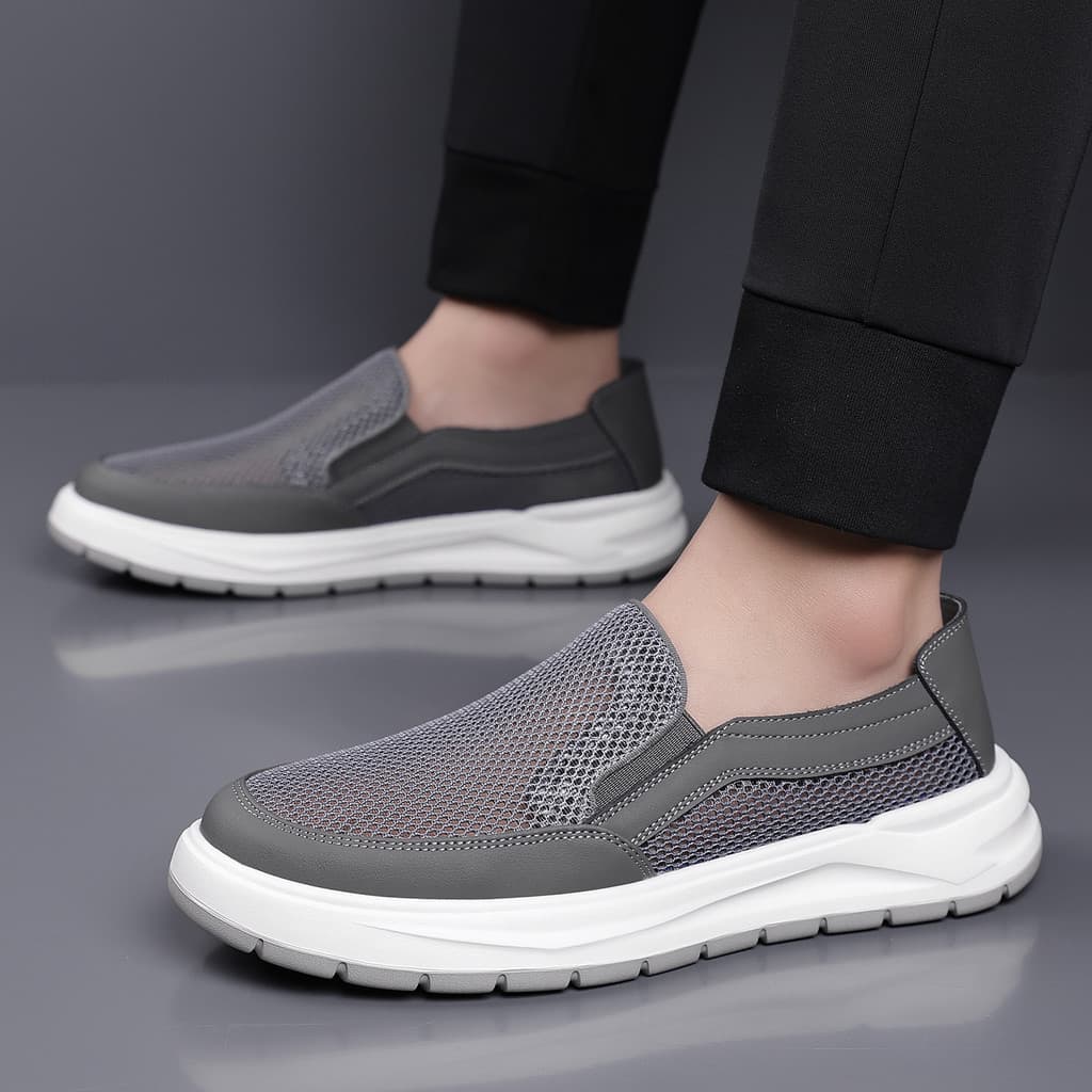 Sapatos de malha respirável masculino verão deslizamento Casual preguiçoso leve sola macia Anti-deslizamento sapatos de
