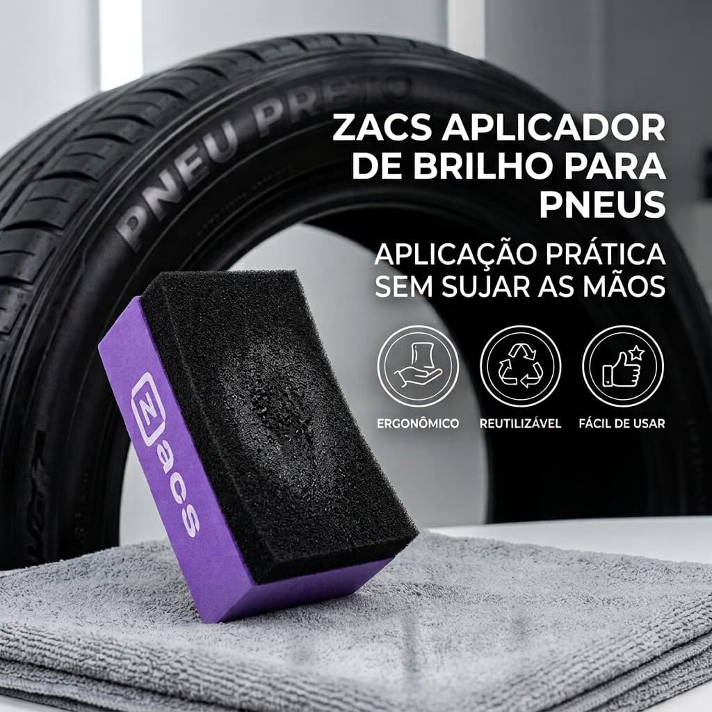 Aplicador De Pneu Pretinho Selante Espuma Zacs Base de Plástico Fácil Aplicação Revitalozador de Pneu