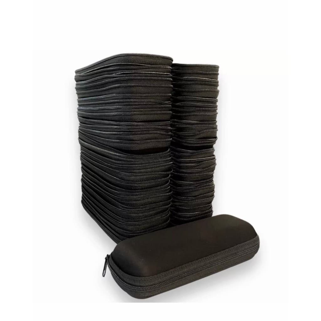 Kit com 10 uns Estojo de óculos com zíper para acessórios pequenos (Preto)