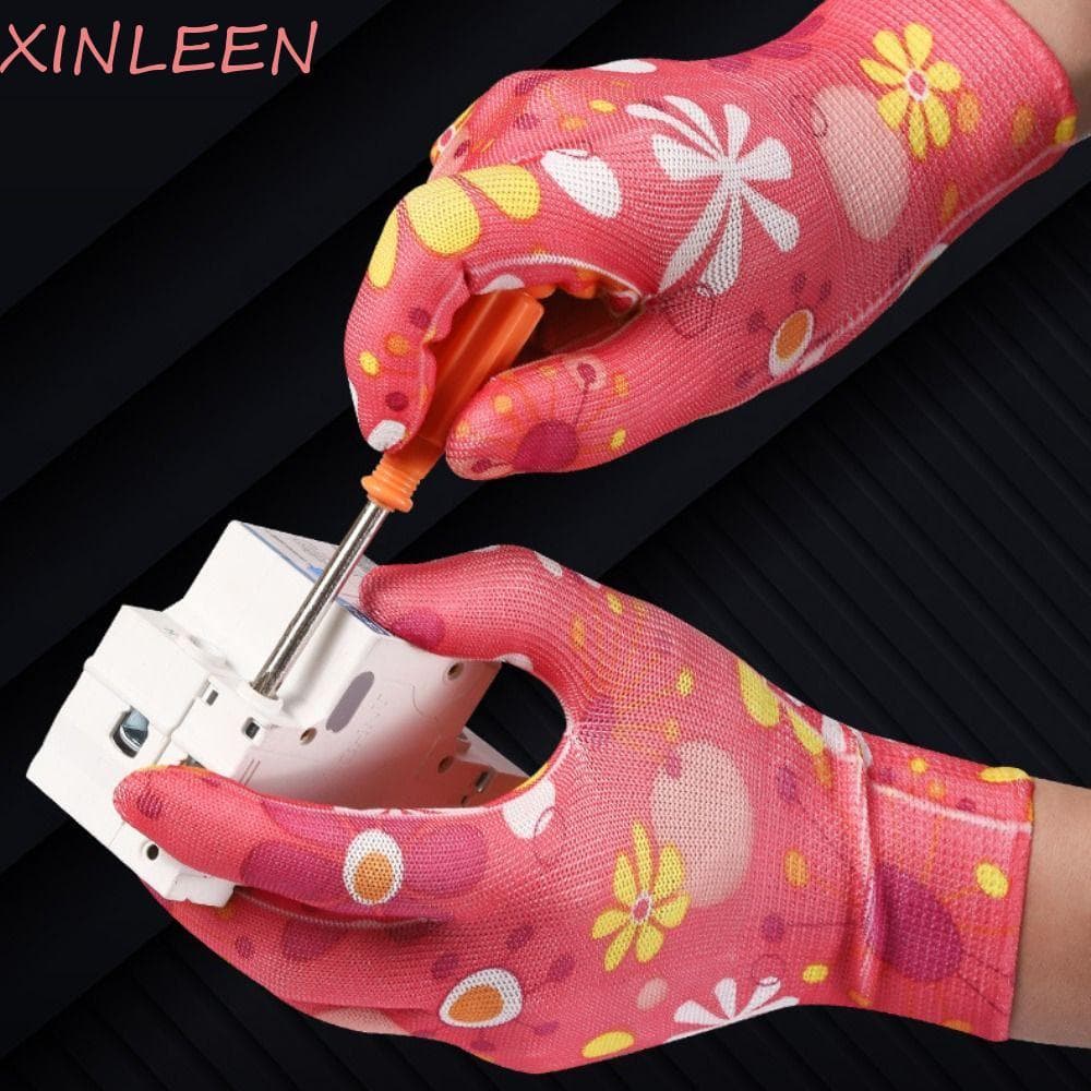 XINLEEN 1 Par De Luvas De Trabalho Para Plantio , Jardinagem De Nylon Antiderrapantes Femininas Respiráveis