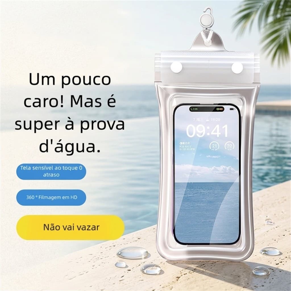 Capa Bolsa Prova d'Água Universal Cordão Ajustável Proteção Celular Na Praia