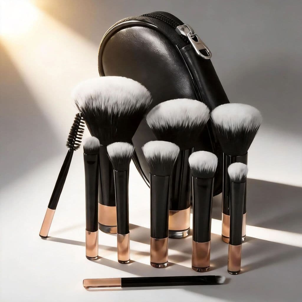 MINI pincel de maquiagem com cabo curto, 10 peças com pacote de pincéis, sombra, base solta, Blush, nariz, sombra