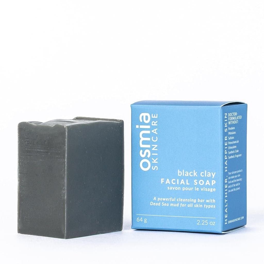Osmia - Sabonete Facial em Barra de Argila Preta (2,25 oz) |   64 g |   Lama do Mar Morto, Óleo de Jojoba, Manteiga de M