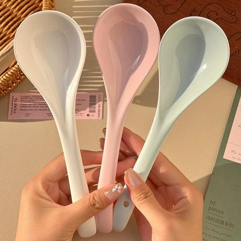 Ins colher de sopa de cerâmica cremosa grande colher de sopa simples colher grande de alto valor utensílios de mesa domé