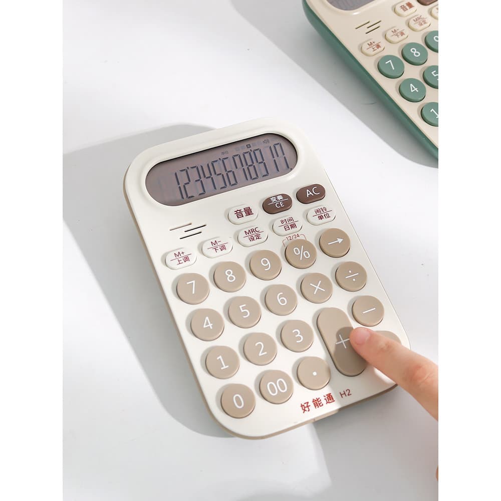 Calculadora colorida de chá e leite, modelo de voz de 12 bits, contabilidade financeira, escritório dedicado, grande, mu