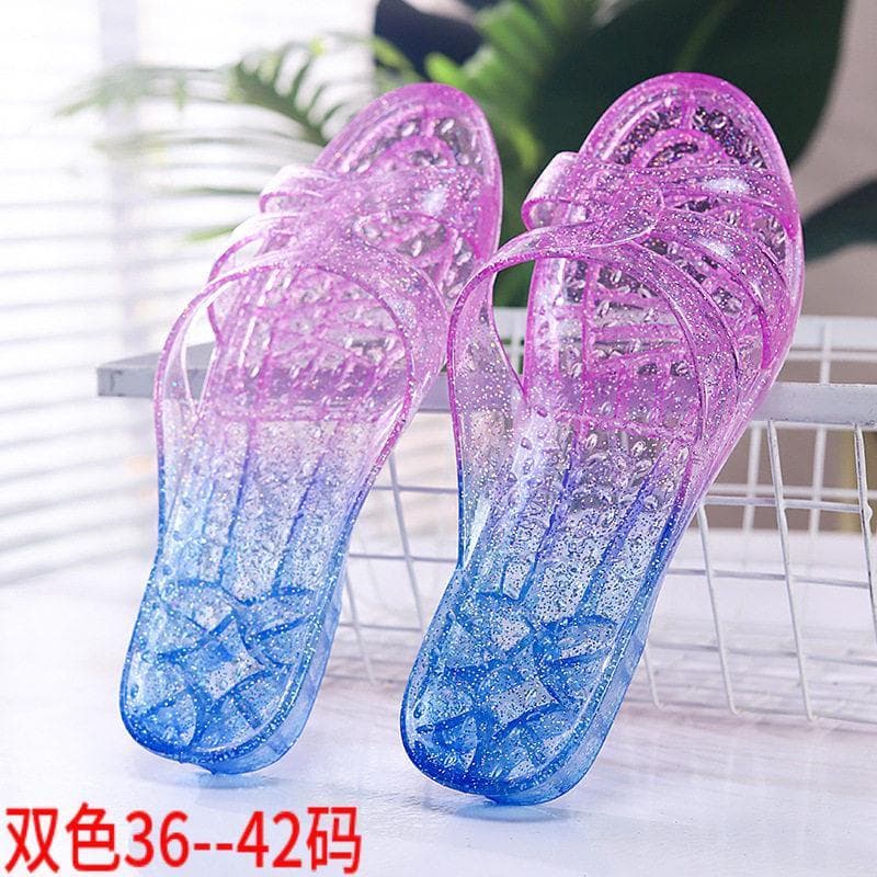 Senhoras verão chinelos de cristal geléia Anti-deslizamento plástico antiquado novo estilo verão casa sandálias ao ar li