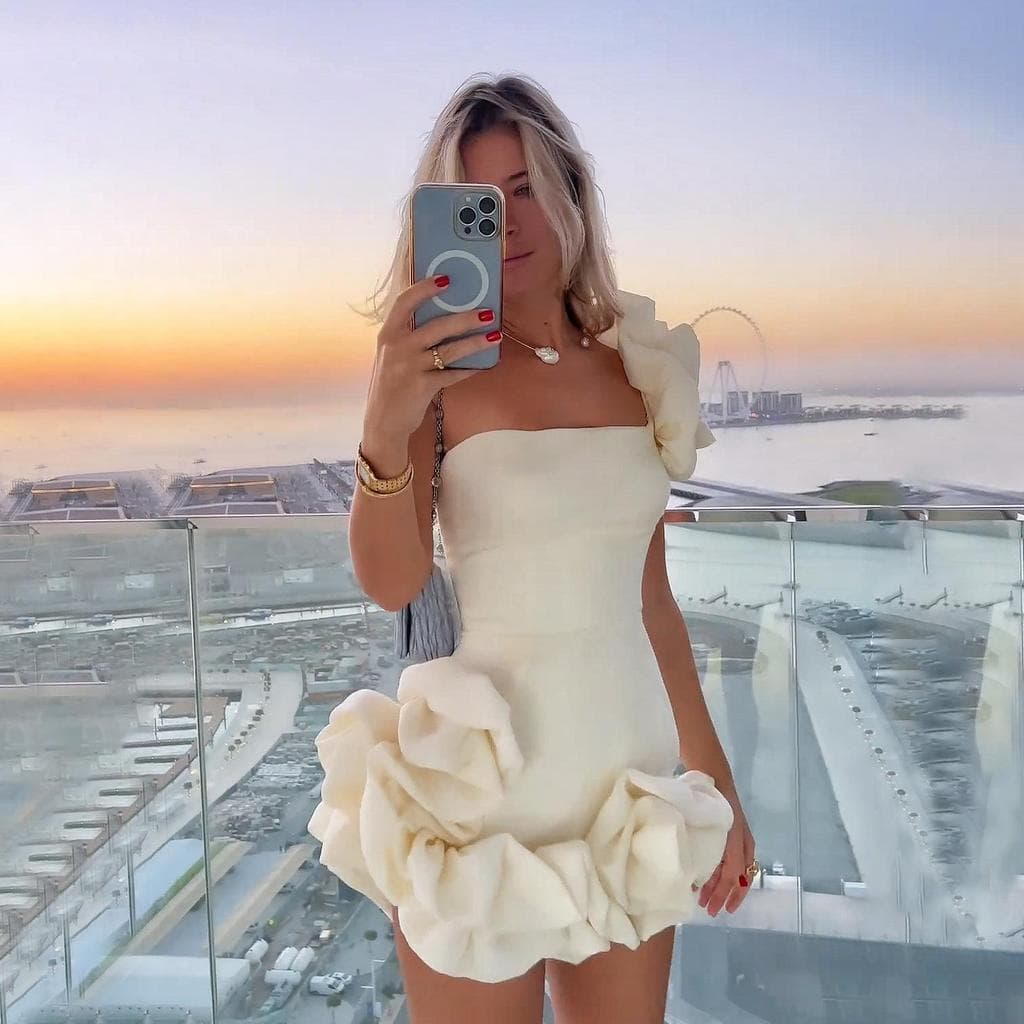 Verão novo estilo Cross-Border vestido feminino babados Bud vestido de cintura estreita um ombro tubo superior Hip-embal