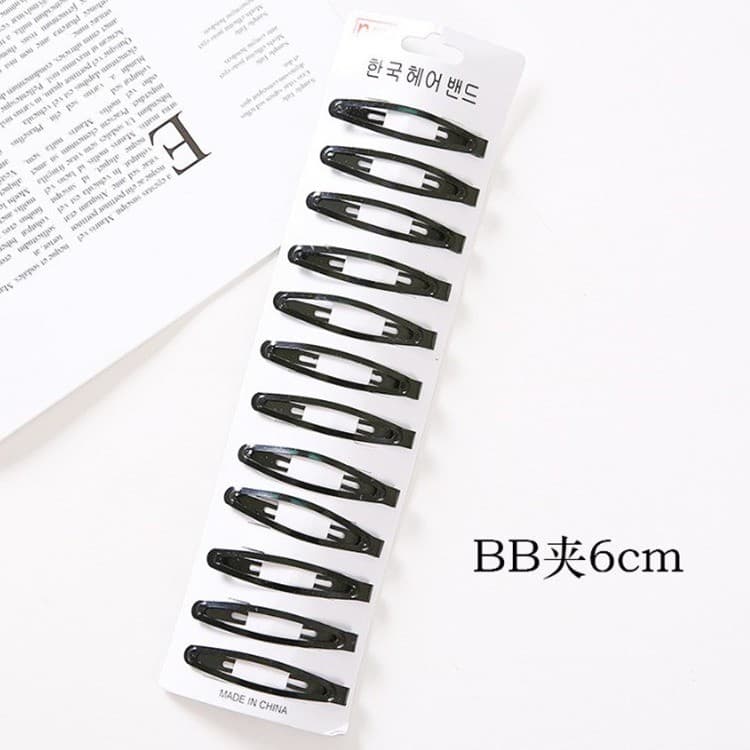 Pacote de cartão de papel 12 deusa tira longa versão coreana acessórios de cabelo feminino preto BB clipe franja clipe l