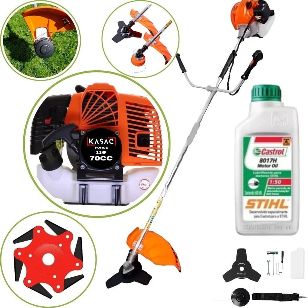 Roçadeira Aparador de Grama Cortador Profissional a Gasolina Kasac Force 70cc 3,2hp/ lançamento imperdível