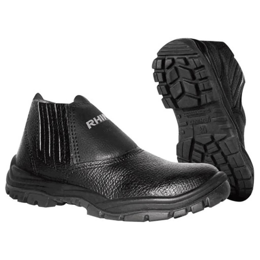 Botina Rhino Bull Black Bidensidade Biq PVC N 42 Preto Couro Bota Segurança Trabalho Impermeável Antiderrapante