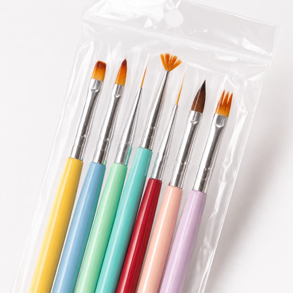 Kit 7 Pincéis para Nail Art Mey Decoração e Detalhes de Unhas 7 Peças