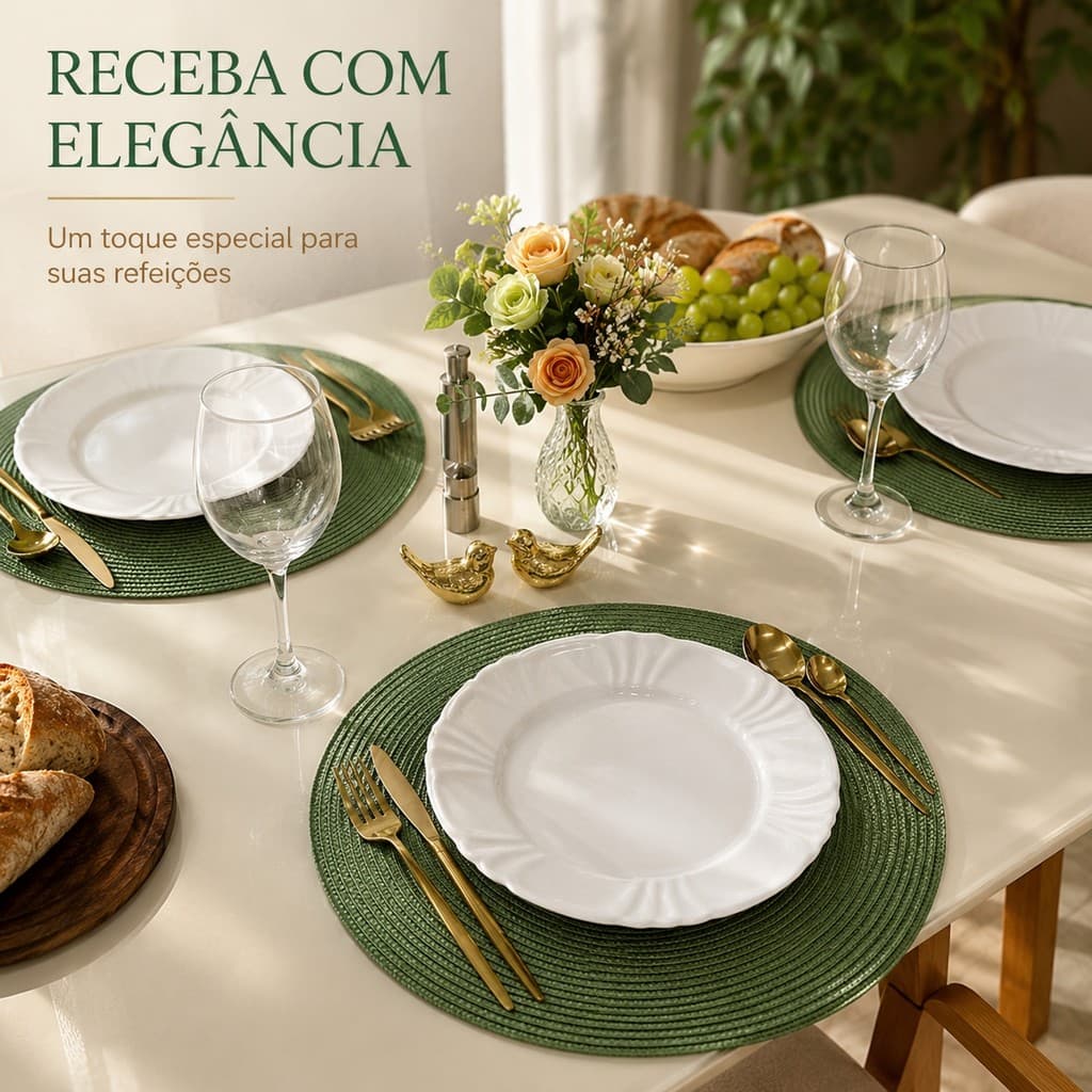 Jogo Americano Redondo Kit 4/6 Impermeável Mesa Posta Design Elegante Lavável Decoração