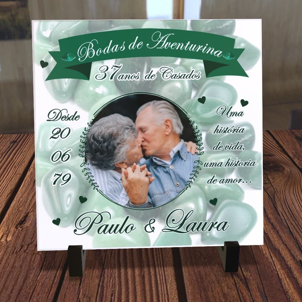 Azulejo Bodas de Aventurina 37 anos de Casados