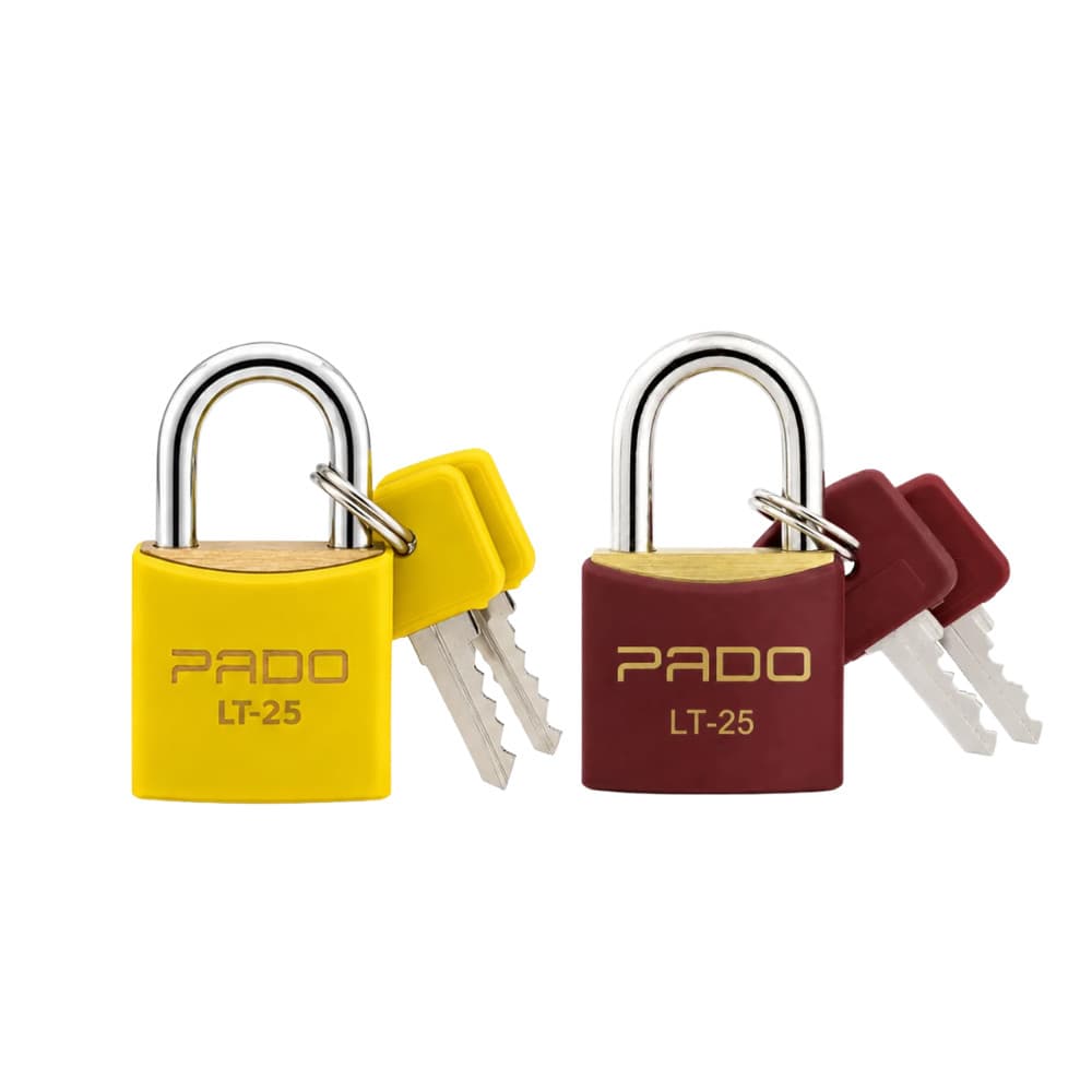 Kit 2 Cadeados de Latão de 25mm LT25 Amarelo + Vermelho Pado