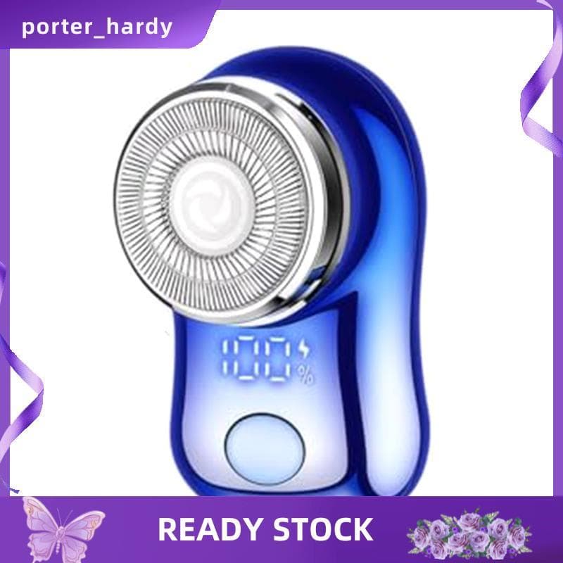 Homem Barbeador Elétrico De Barba Em Aço Inoxidável Espiral Mini Azul