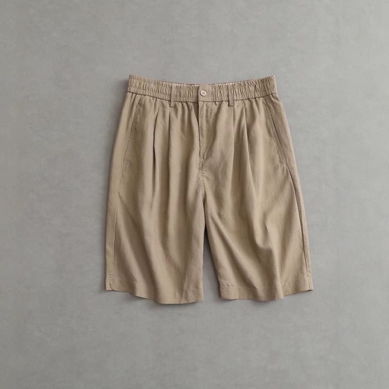 Roupas masculinas Yanying|Simples linho cor sólida solta Casual calças cortadas masculinas verão Shorts finos masculino