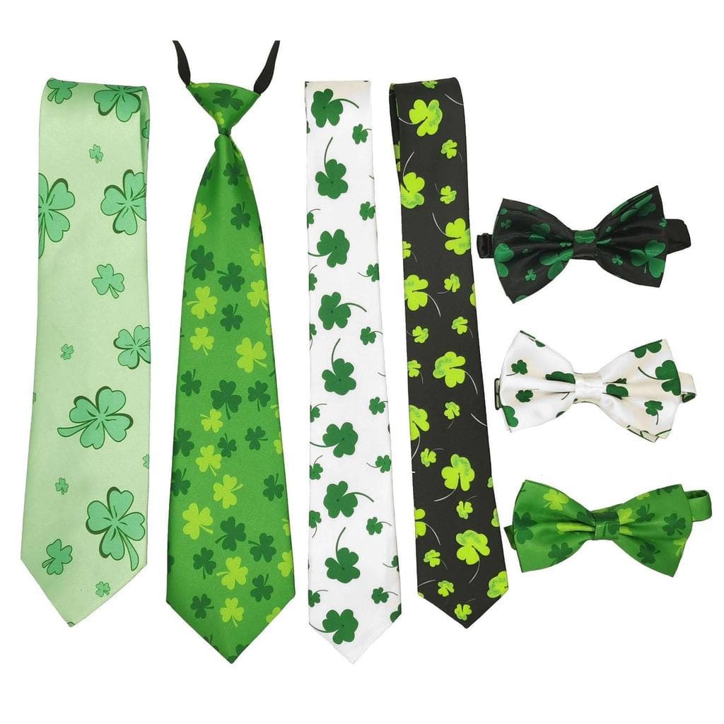 Trevo Trevo Trevo Trevo Gravata Verde Irlandês Gravata Borboleta St. Estoque pronto para gravata do Dia de Patrick