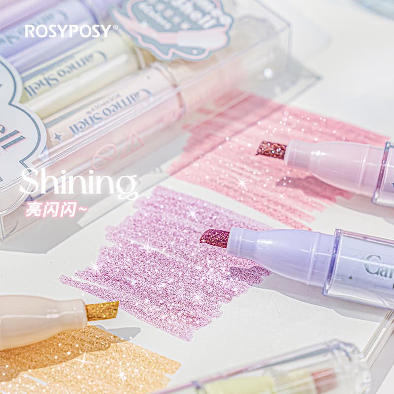 Ki meia tinta papelaria Super Flash polarizado BlingBling mãe-de-pérola piscando marcador de nota de alto valor 4 pçs ca