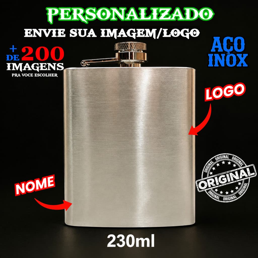 Cantil De Bolso Personalizado 230ml Whisky Vodka Drink Presente Padrinho Casamento