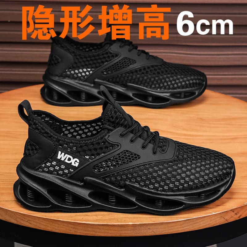 Malha respirável sapatos masculinos verão oco estilo fino grande malha interior aumentando masculino leve esportes casua