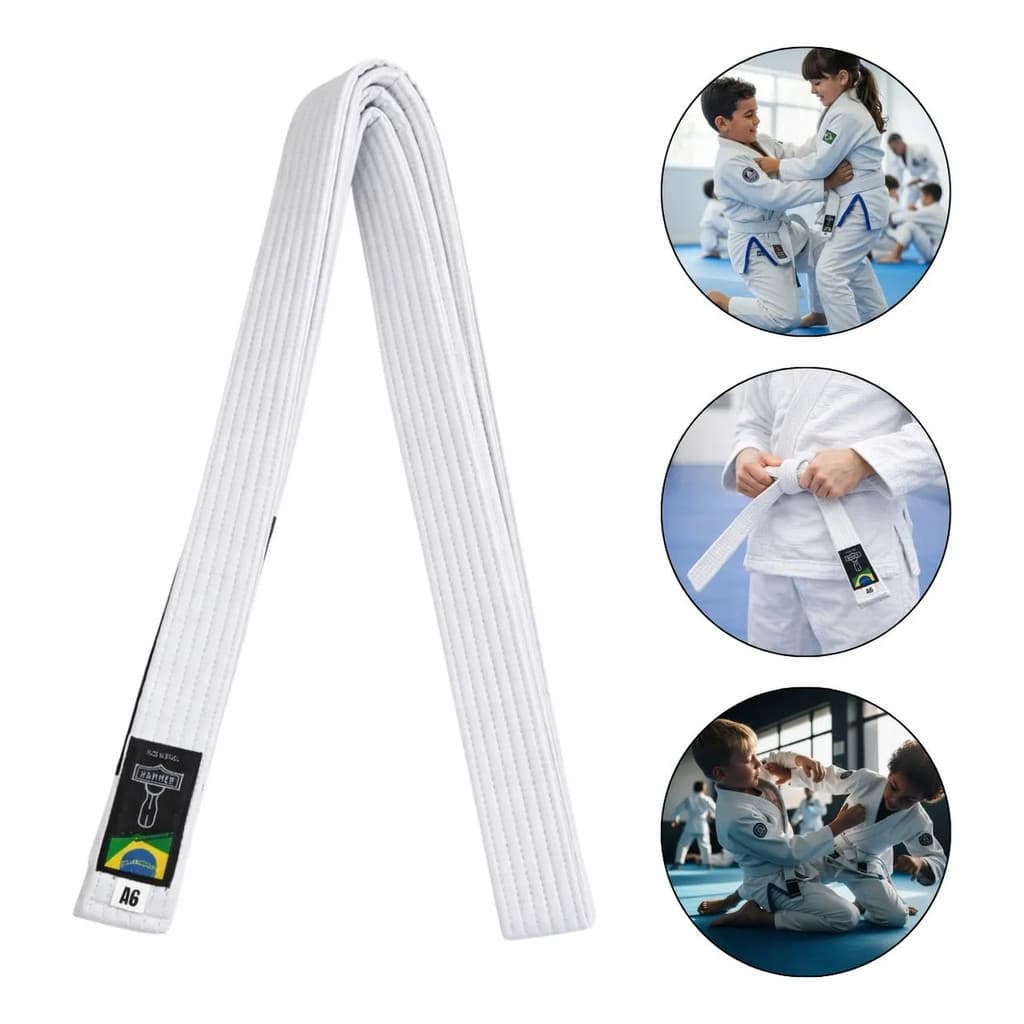 Faixa Jiu Jitsu Brasileiro Hammer Sem Fita Algodão EVA 6 Costuras Reforçadas Alta Durabilidade Treino BJJ