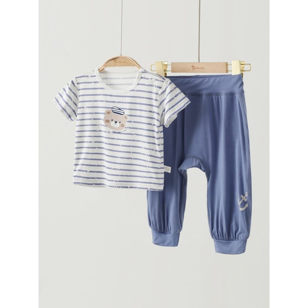 Bebê loungewear conjunto verão estilo fino Modal bebê calças de manga curta loungewear ar condicionado roupas pijamas