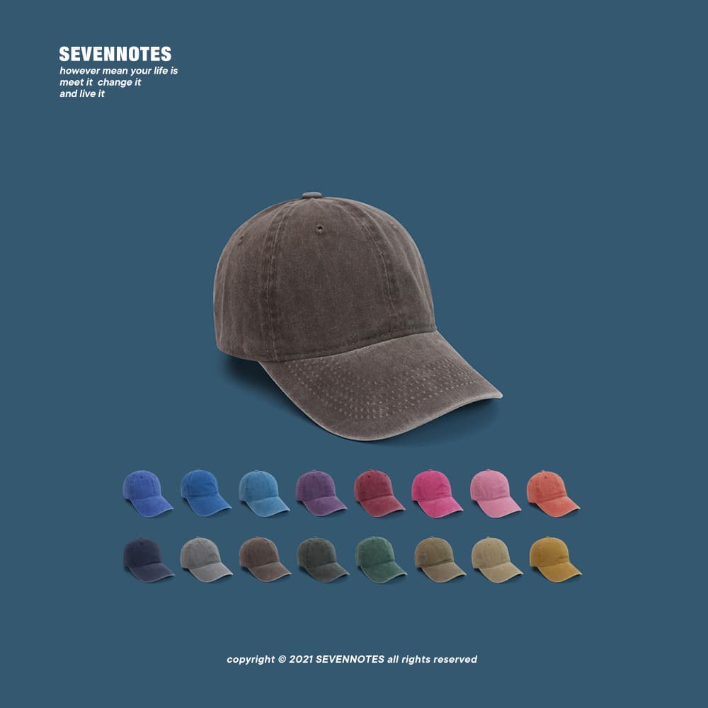 SEVENNOTES Rosa Vermelho Estilo Industrial Lavado Angustiado Retro Soft Top Cap Homens Mulheres Street Wear ins Boné de