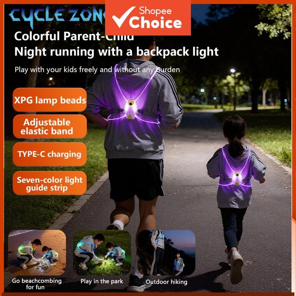Lâmpada de Peito Refletiva de LED para Corrida 7 Modos, Recarregável Tipo-C, Colete de Luz Noturna para Caminhada,