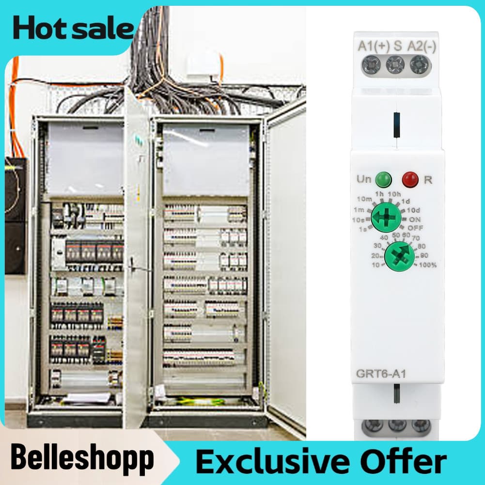 Belleshopp-br Bewinner temporizador de atraso, construção robusta, pc, função única, tempo ip40, painel frontal,