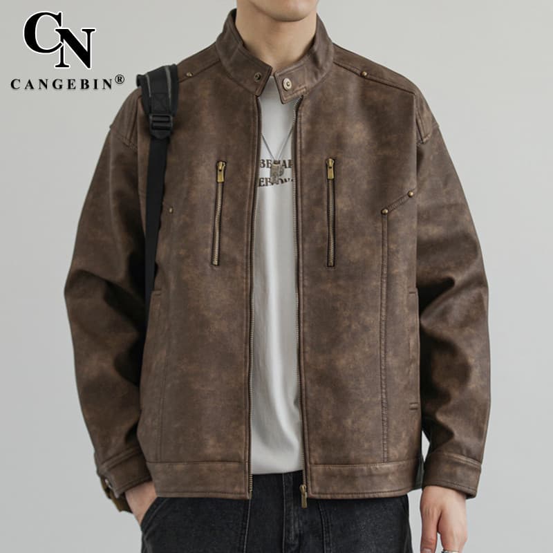 Jaqueta de couro genuíno masculina primavera outono 2026 novo estilo rufião bonito motocicleta americana Retro vôo jaque