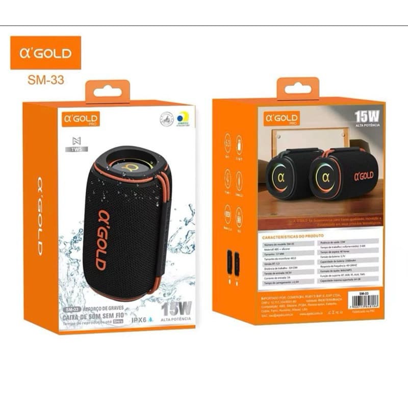Caixas de som à prova d'água AGOLD SM-33 15W