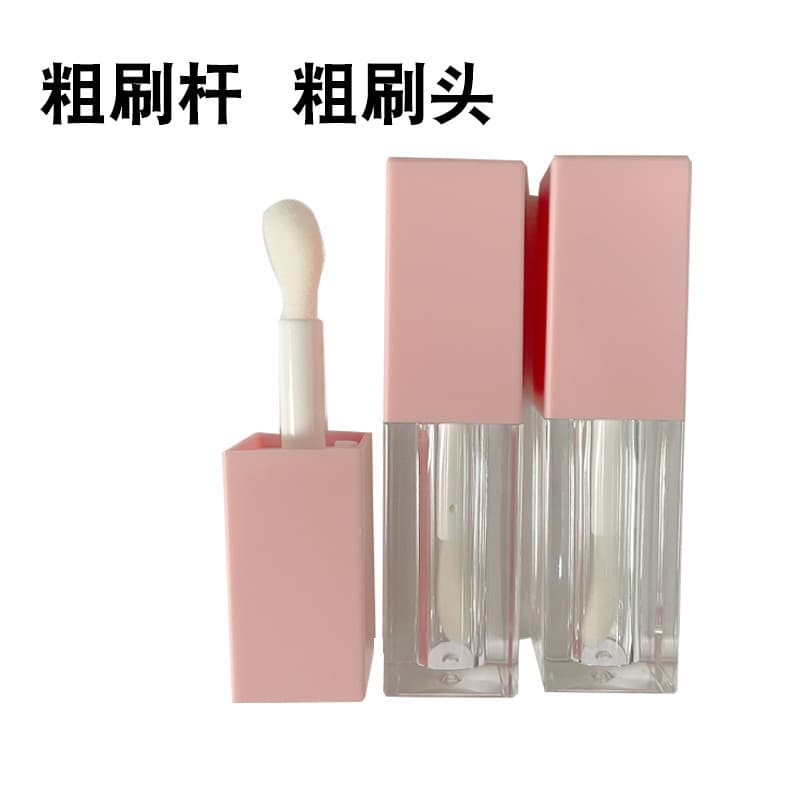 4ML esmalte labial sub-engarrafamento quadrado rosa brilho labial tubo vazio haste grossa cabeça de escova grossa esmalt