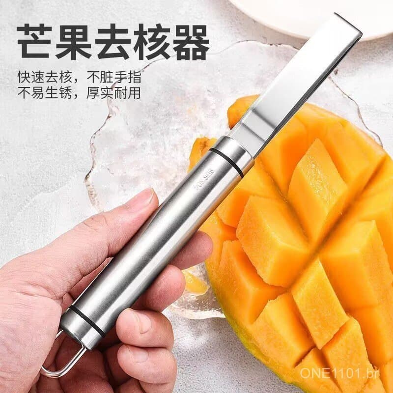Ferramenta multifuncional de aço inoxidável para remover caroços e descaroçar mangas, descascador de abacaxi em aço inox