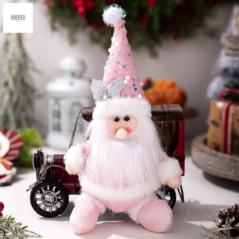 Decorações De Natal De Lantejoulas Rosa-Pingente De Alce De Boneco De Neve De Papai Noel Para Casa