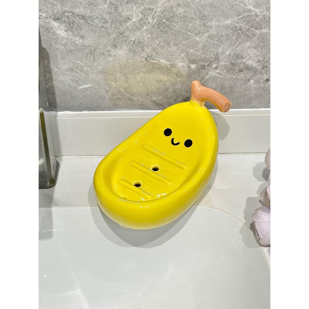 Saboneteira de Banana criativa, saboneteira doméstica sem perfuração, dreno sem água, novo estilo de cerâmica