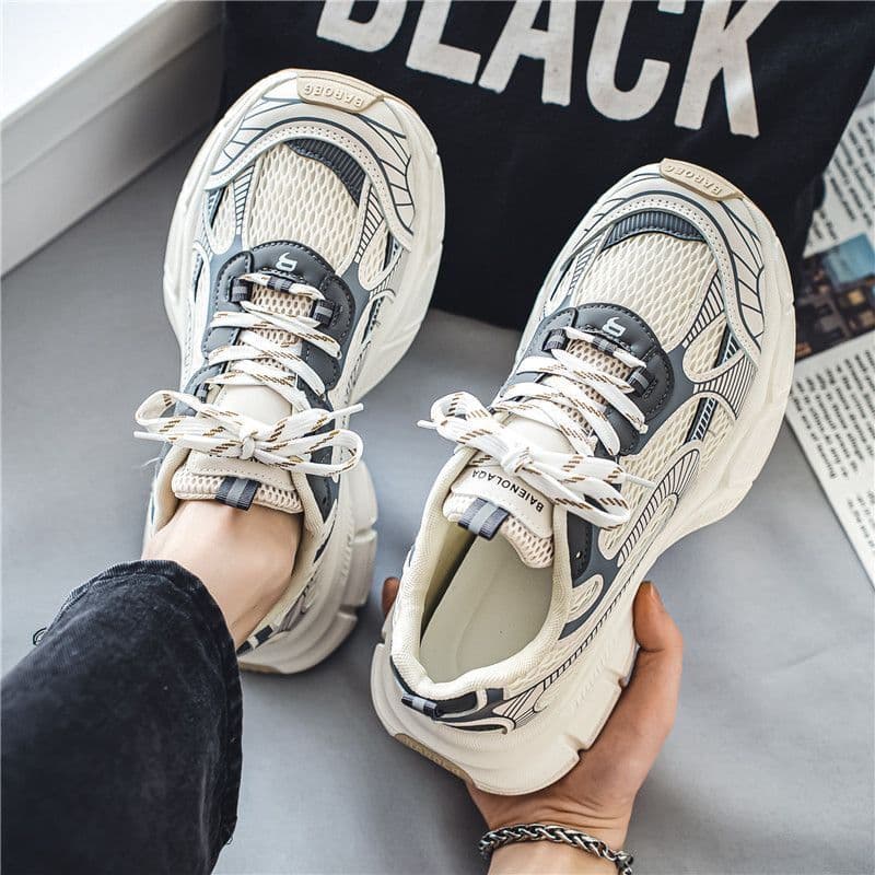 Sapatos masculinos de verão novo estilo malha respirável sapatos esportivos masculinos na moda All-Match sola grossa ant