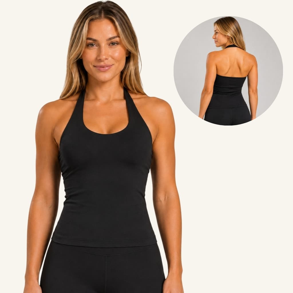 Blusa Frente Única Regata Fitness Feminina Halter Zero Transparência Alta Sustentação Academia Promoção 9.9