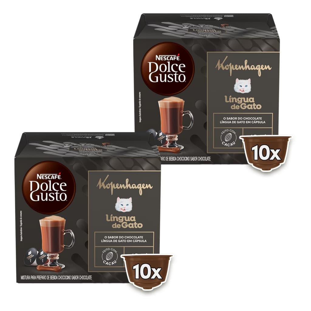 Kit de 20 Cápsulas Kopenhagen Nescafé Língua de Gato Adoçado