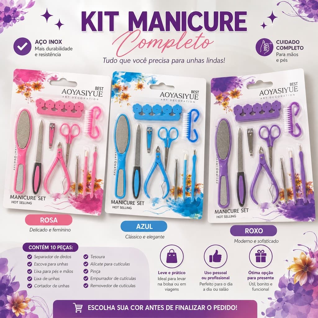 Kit Manicure Completo ? Praticidade e cuidado em um só kit!