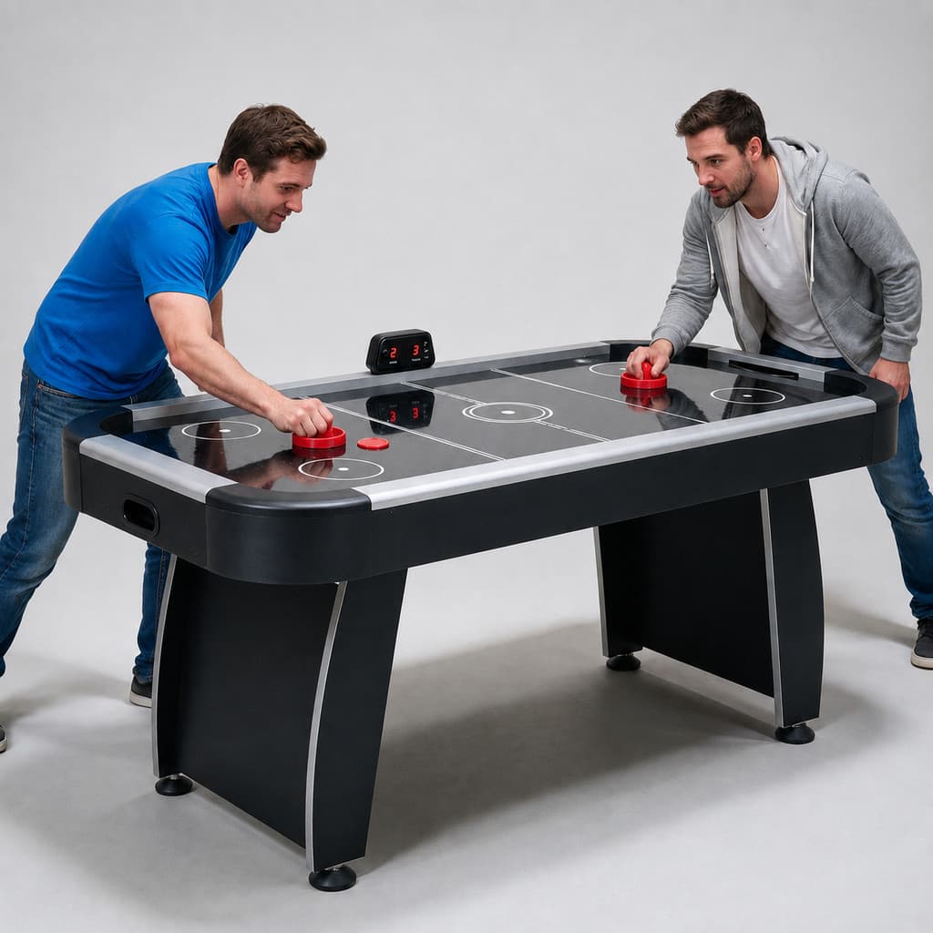Mesa profissional de hockey para jogo disco com air game e aerohockey aero rock destinada a futebol mais hóquei de Mesa