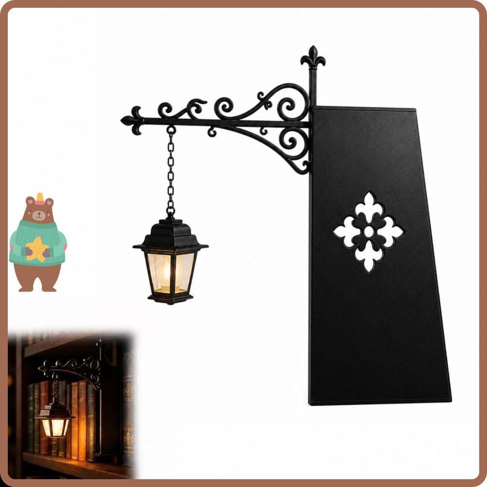 Iluminação Decorativa De Estante , Mini Lanterna Preta De Biblioteca , Lâmpada LED Quente , Decoração