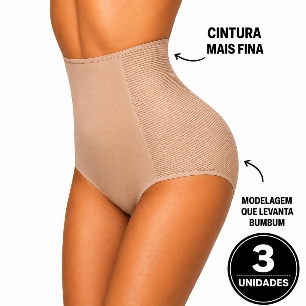 Kit C/4 Calcinhas Cinta Modeladora Compressão Cós Alto Redutora de Medidas