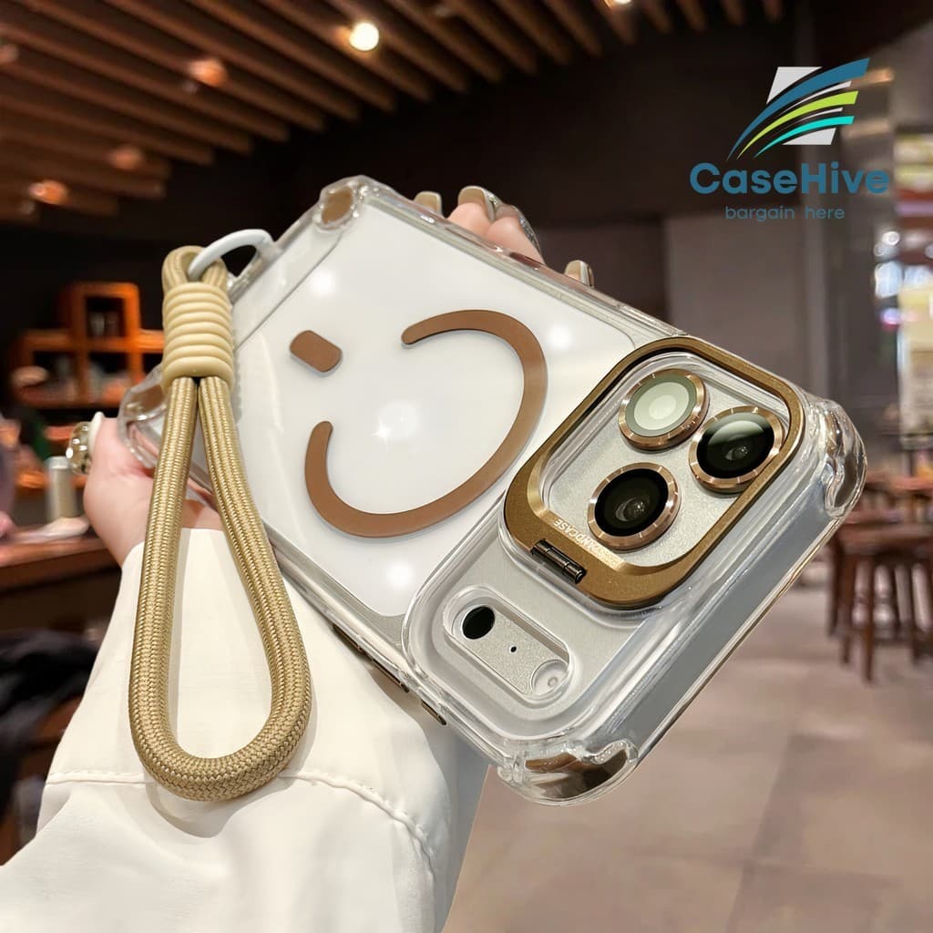 Capa De Telefone Acrílica Magnética Transparente Com Suporte De Metal De Luxo Filme De Lente Protetora De Câmera De Cord