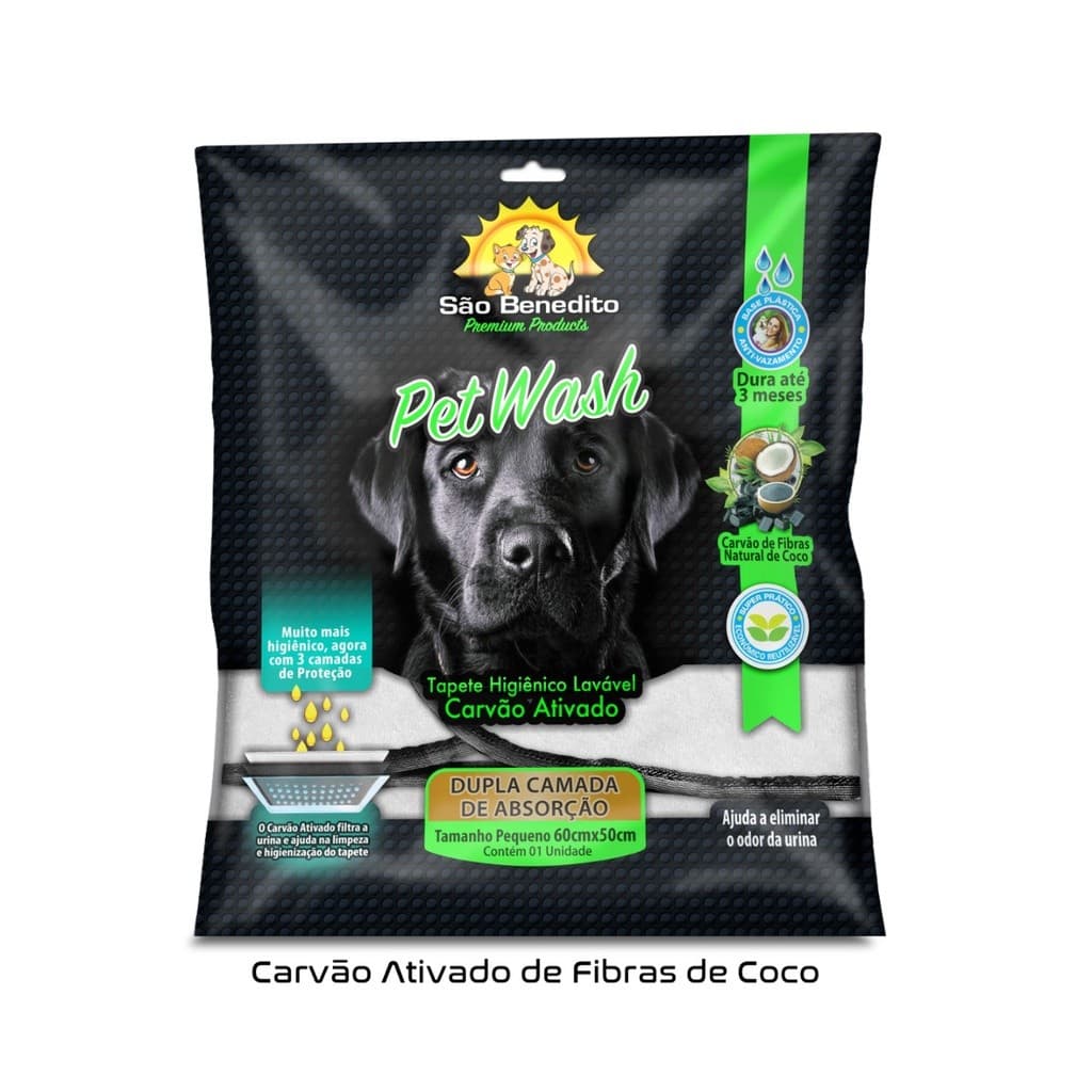 Tapete Higiênico para Cachorro Lavável com Carvão Ativado Pet Wash  P
