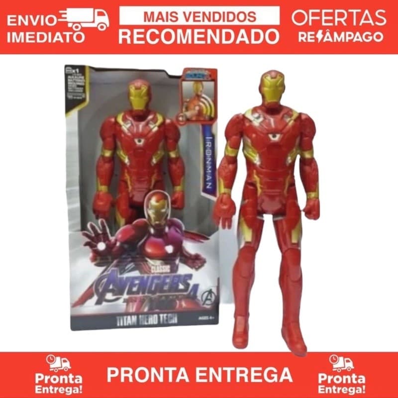 Boneco Avengers Vingadores Homem de Ferro Musical Com Luz Articulado 30 cm 17/30CM