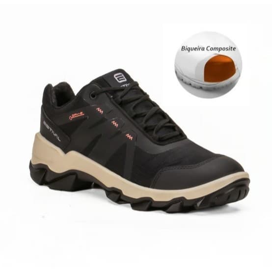 Sapato de Segurança Hybrid Smart Black Estival - Brinde Palmilha PU - Preto Composite - CA 47823