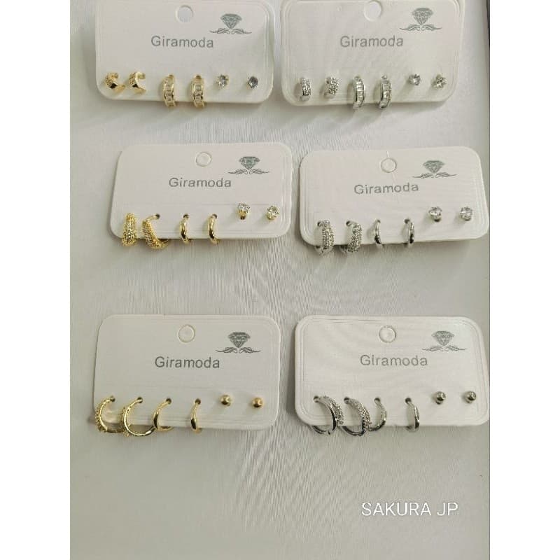 Kit 3 pares brincos femininos banhadas folheado a prata e ouro B02~04