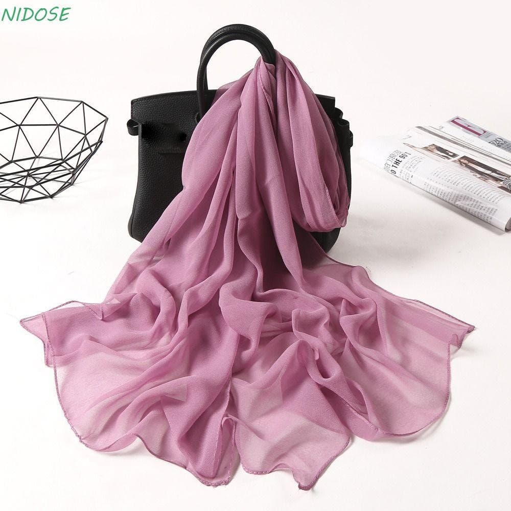 Cachecol Feminino NIDOSE , Xales E Envoltórios Longos De Chiffon De Cor Sólida , Protetor Solar De Praia Fino Macio Resp